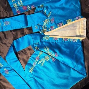 Vibrant Vintage Blue Embroidered Korean Hanbok